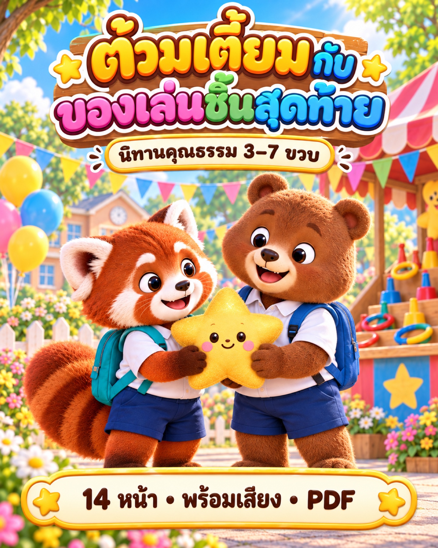 ต้วมเตี้ยมกับของเล่นชิ้นสุดท้าย ใบงานนิทานคุณธรรม 3–7 ขวบ